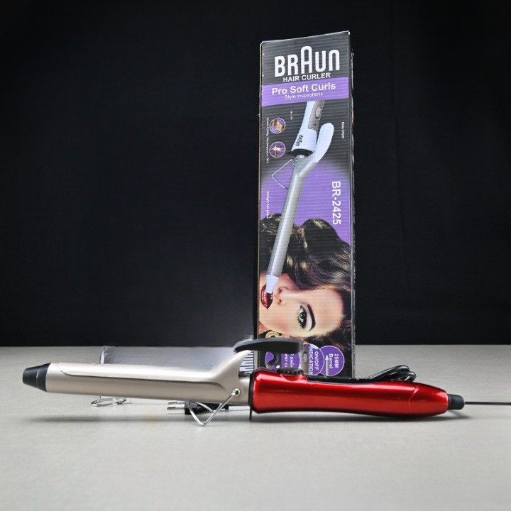 3_cleanup-1.png Braun Hair Curler Pro Soft Curls Ceramic Coating with 25mm barrel, Rapid Heating 200℃ in 30 Sec, PTC Heating Body, 35 Watt Energy-Efficient, 100-240V 50/60Hz – Model BR-2425 - Image 1