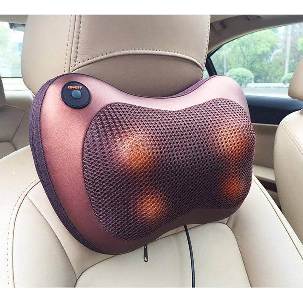 4-1.jpg Car Head Massage Pillow Relax Vibrator Electric Shoulder Back Heating Kneading Infrared therapy shiatsu Neck Massager - Image 1