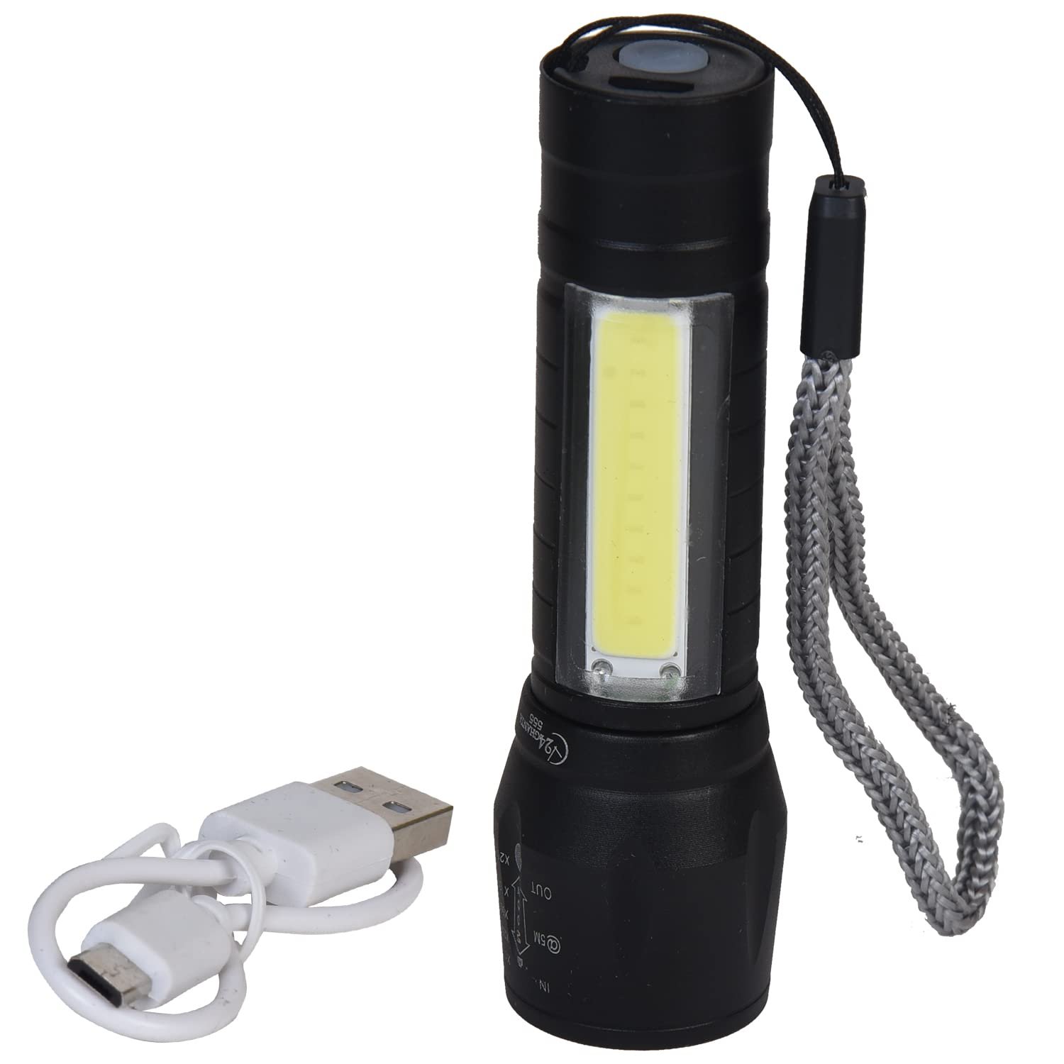 61CEr1-6dXL._SL1500_-1.jpg USB Charging XPE+COB LED Flashlight Lamp Torch With Clip Three Mode Zoomable Lamp Built in Battery with Box - Image 3