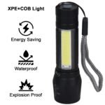 USB Charging XPE+COB LED Flashlight Lamp Torch With Clip Three Mode Zoomable Lamp Built in Battery with Box - Image 2