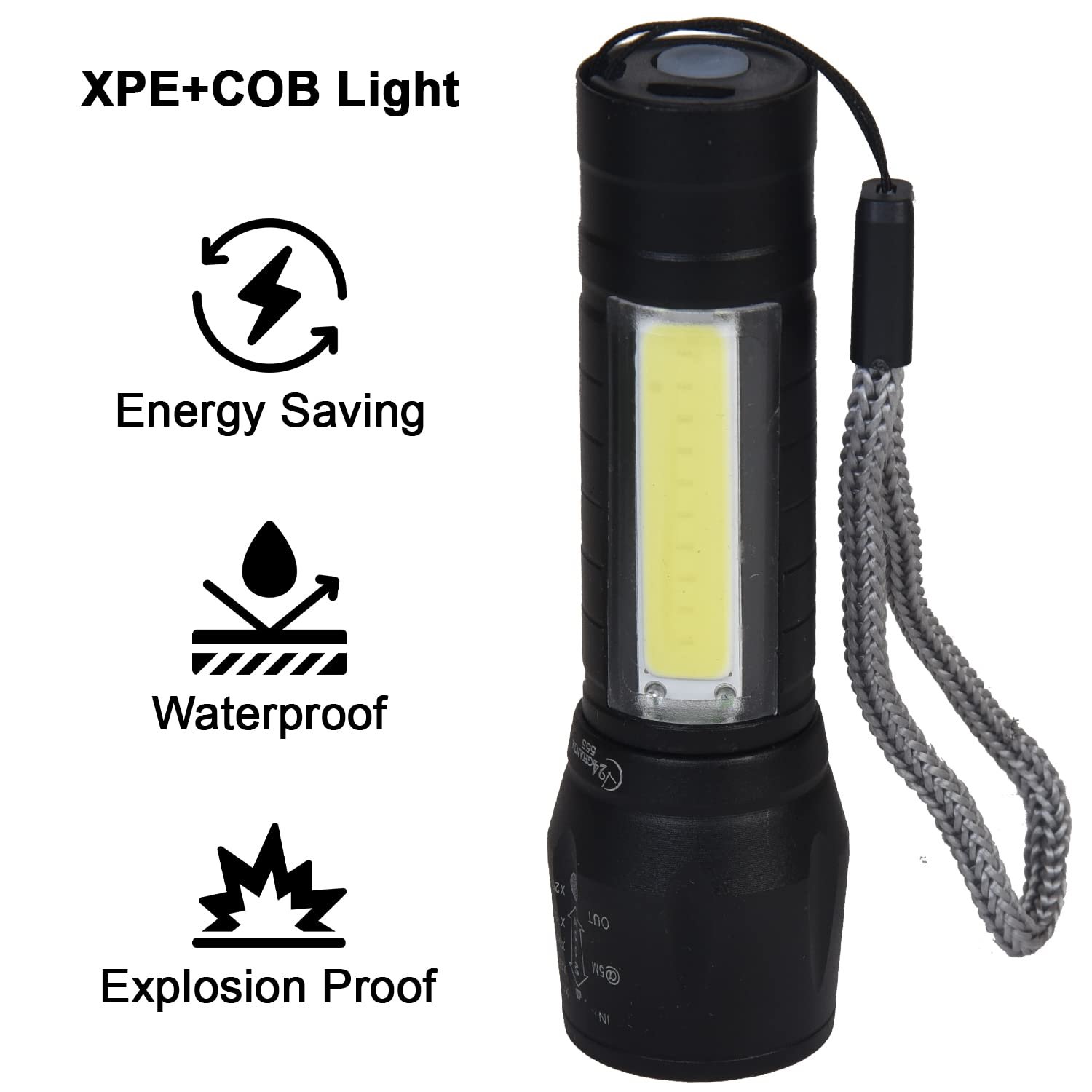 61U41CKKIL._SL1500_-1.jpg USB Charging XPE+COB LED Flashlight Lamp Torch With Clip Three Mode Zoomable Lamp Built in Battery with Box - Image 2