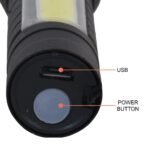 USB Charging XPE+COB LED Flashlight Lamp Torch With Clip Three Mode Zoomable Lamp Built in Battery with Box