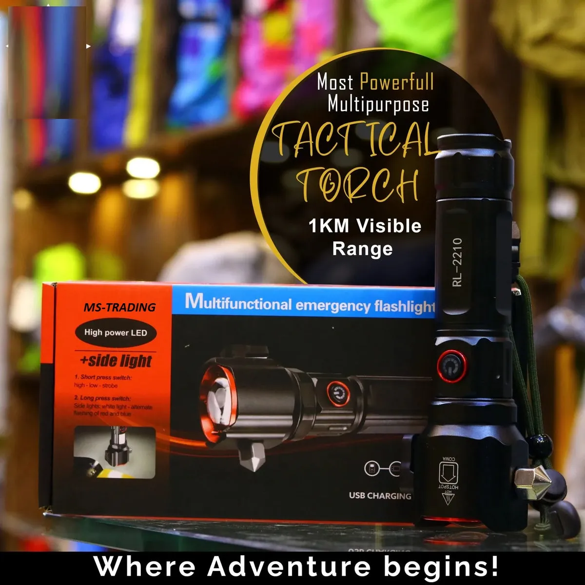 6786e88d1a5486192e023de1663d3f67.jpg_2200x2200q80.jpg_.webp super Powerful 2-in-1 Emergency Flashlight torch & Charging Bank Waterproof LED 2210long range flashlight - Image 1