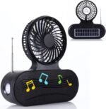 Solar fan Bluetooth speaker | Wireless outdoor portable With  blowing flashlight | Listening to music Support TF card U disk FM radio TWS interconnection - Image 3
