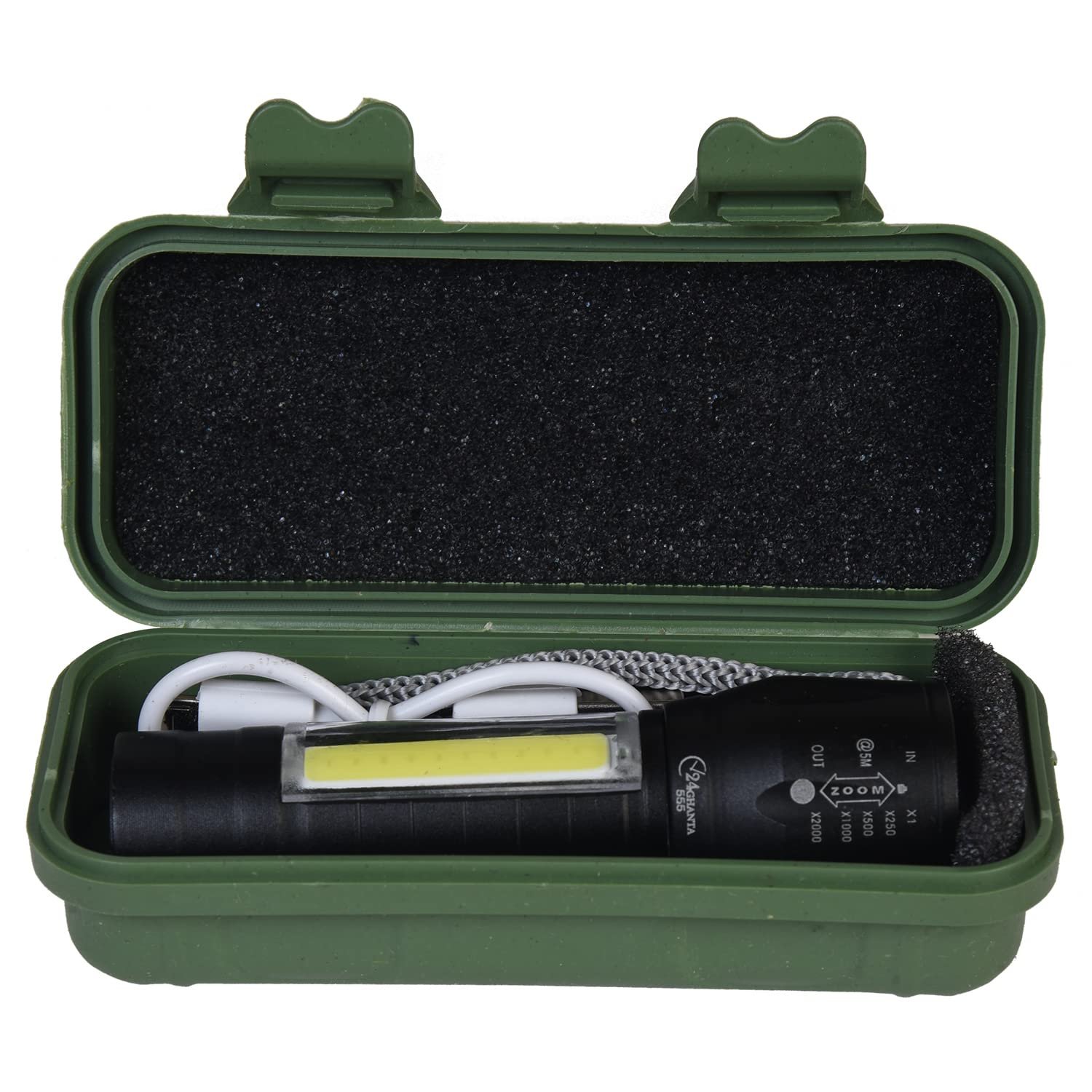 71IYuK3RC0L._SL1500_-1.jpg USB Charging XPE+COB LED Flashlight Lamp Torch With Clip Three Mode Zoomable Lamp Built in Battery with Box - Image 4