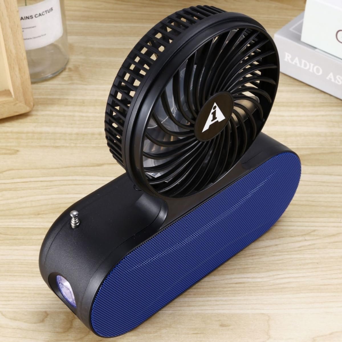 71gJH7SR1L._AC_SL1200_.jpg Solar fan Bluetooth speaker | Wireless outdoor portable With  blowing flashlight | Listening to music Support TF card U disk FM radio TWS interconnection - Image 2