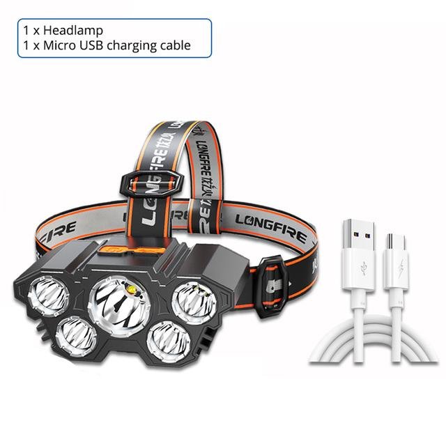 7eab502c4e9e5a0a059a88276e53d7a93c4012b8_original.jpeg 5 LED Headlamp Rechargeable Powerful Head Lamp with Built-in Battery Outdoor Camping Headlight Head Flashlight Head Light - Image 4