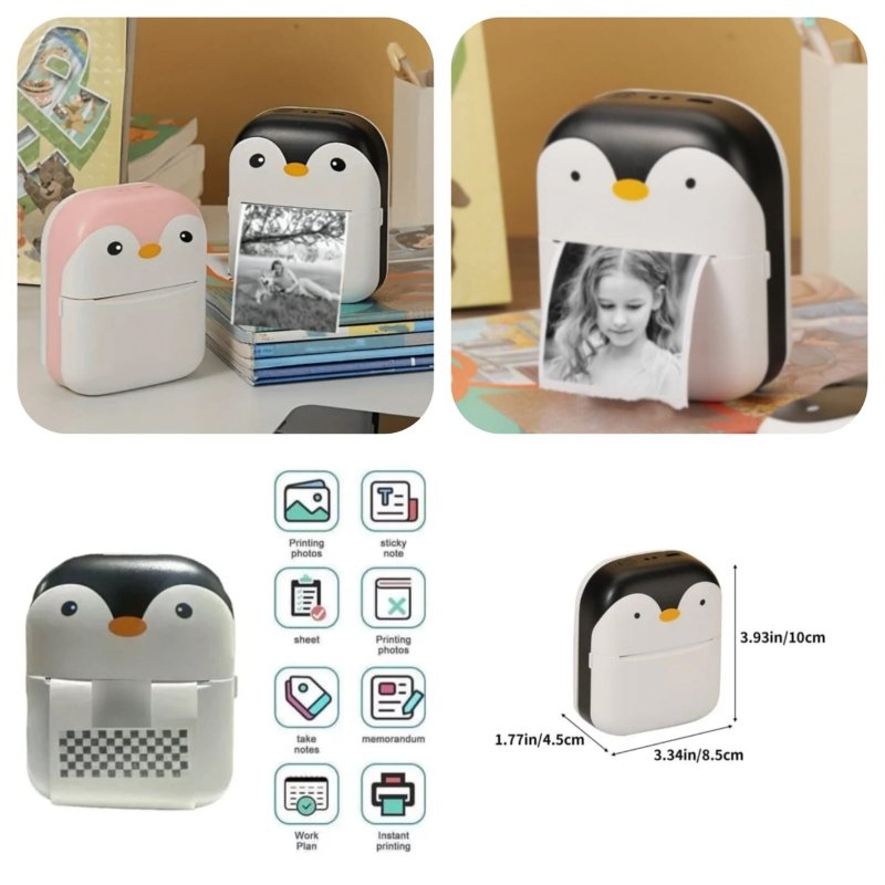 8140bf03-77e2-48c8-a3cc-8a433f9404e3.jpg The Adorable Penguin Design Rechargeable Portable Mini Printer (random color) - Image 5