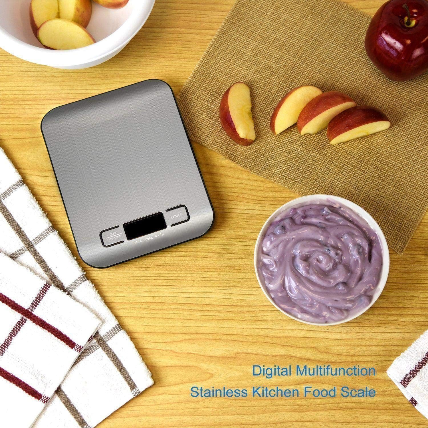81qPVEqqt6L._AC_SL1500_.jpg Digital Stainless Steel Kitchen Scale Multifunction Food Scale for Home Kitchen (random color) - Image 1