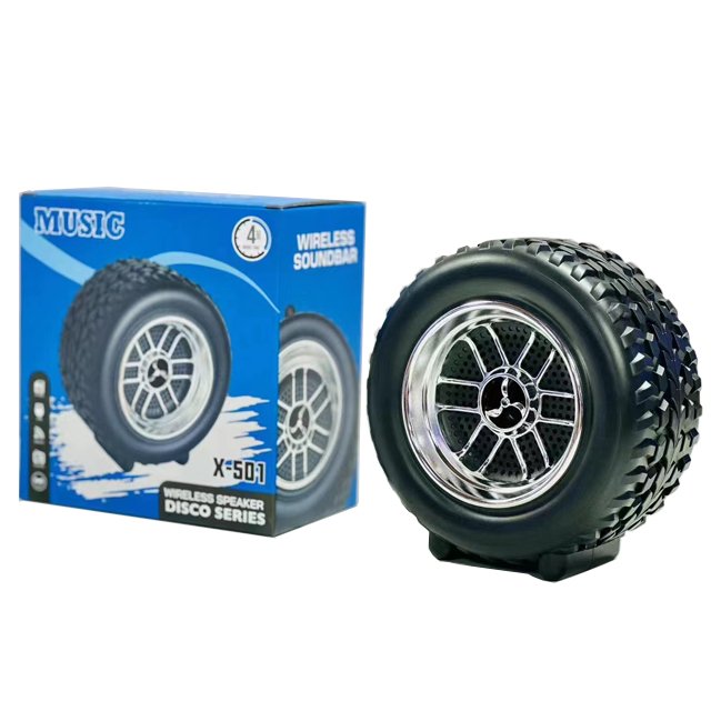 Hb5e308c4f1044c65b8ce28f236901c4aJ.jpg Wheel Shape Bluetooth Speaker | Wireless, Portable, AudioMusic, USB Rechargeable, for Outdoor Events (Random Color) - Image 2