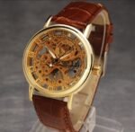 Skeleton watch  Stylish Watch leather strap ( Without Box ) - Image 2