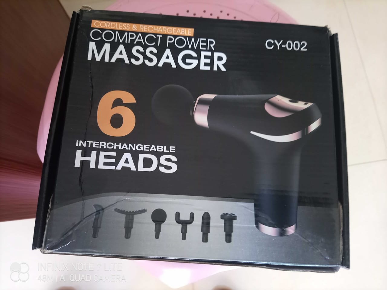 WhatsApp-Image-2024-10-25-at-10.56.59-AM.jpeg Compact Power Massager Gun with 6 Interchangable heads CY-002 - Image 4