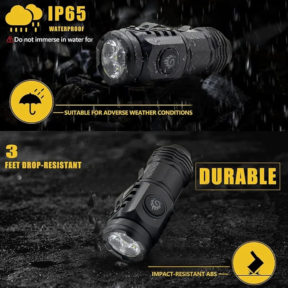 WhatsApp-Image-2024-12-14-at-9.30.39-AM-1.jpeg Three-Eyed Monster Rechargeable Torch, 82mm Portable Small Flashlight, 5 Modes Ultra-Bright Waterproof Flashlight, Suitable for Power Outages, Emergencies, Camping, Hiking, and Outdoor Use (Random Color) - Image 4