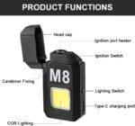 COB Led Flahlight With Lighters Dual Arc Pulse Flameless Lighter Type C Rechargeable Lighter Work Light Mini Light Men's Gift - Image 2
