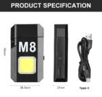 COB Led Flahlight With Lighters Dual Arc Pulse Flameless Lighter Type C Rechargeable Lighter Work Light Mini Light Men's Gift