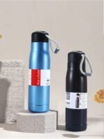Stainless Steel Insulated Vacuum Water Bottle 550ml, Cola Shape, Leak Proof, with Strong Rope Cap | Hot & Cold Portable Thermos Water Bottle Thermo Mug Stainless Steel Vacuum Flask Mug Insulation Cup (Random Color) - Image 3