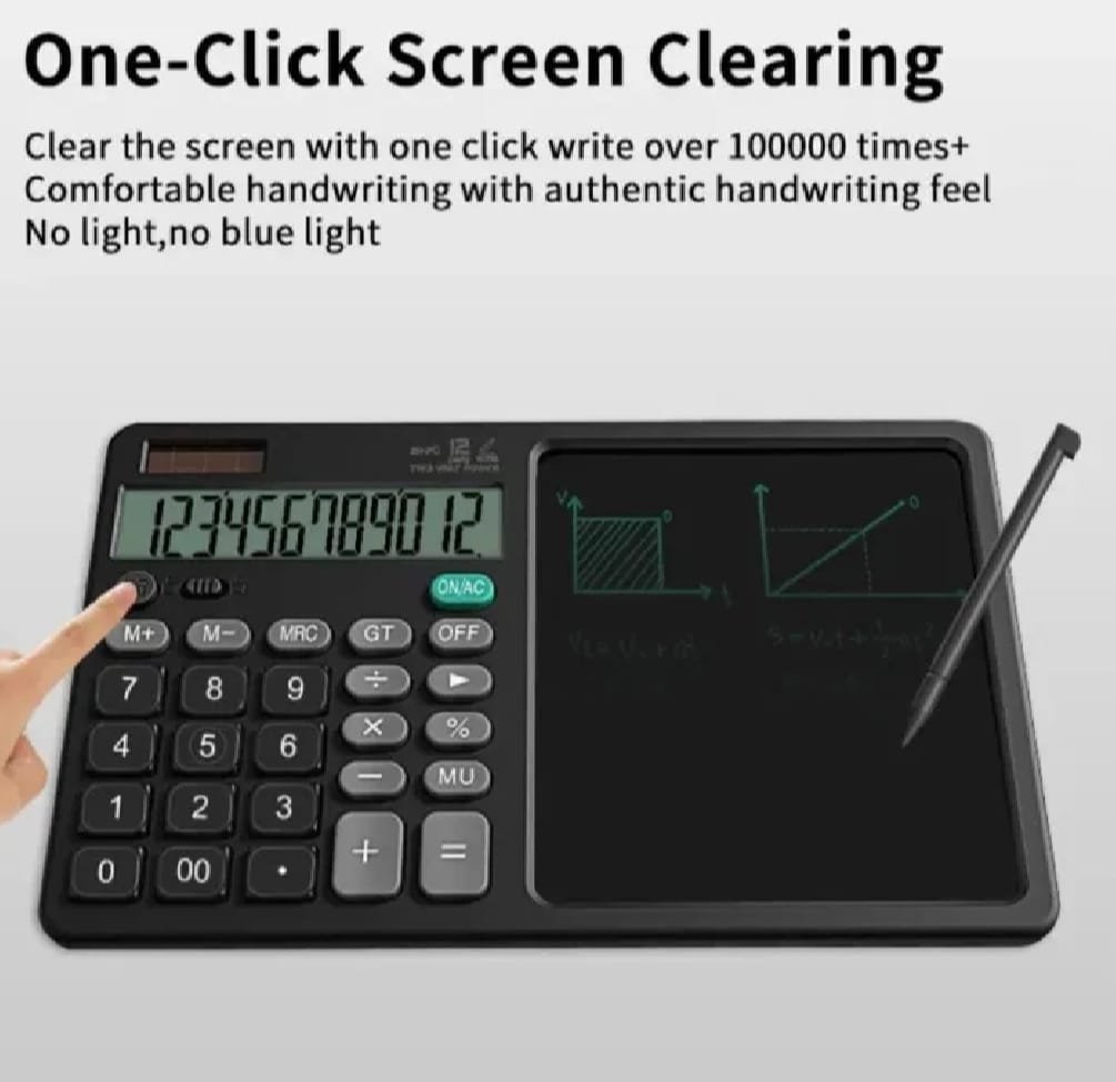 WhatsApp-Image-2025-08-05-at-12.43.45-PM.jpeg 2-in-1 Calculator with LCD Writing Tablet – Dual-Function Office & School Gadget | Portable & Eco-Friendly |Random Color - Image 3