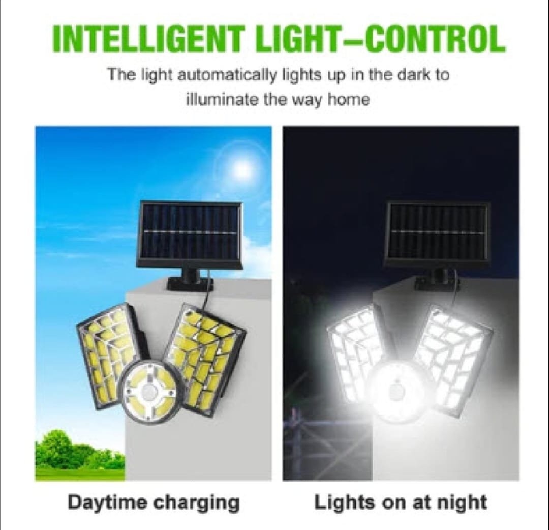 a8fda9d3-fba2-46c8-b827-d04913300b48.jpeg LED Solar Wall Lamp 3-headed Split Outdoor Garden Courtyard Lamp with Solar Plate Human Body Induction Night Light garage lighting street lamp - Image 3