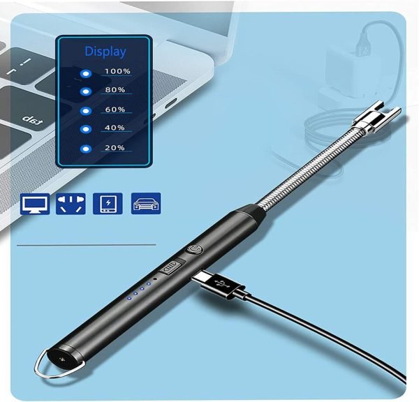 arc-lighter-with-usb-chargingflameless-windproofled-battery-displaysafety-switchrotate-360-degreesfor-aromatherapy-random-colors-7-4.jpeg Arc Lighter With Usb Charging,flameless Windproof,led Battery Display,safety Switch | rotate 360 Degrees, for Aromatherapy (random Colors) - Image 2
