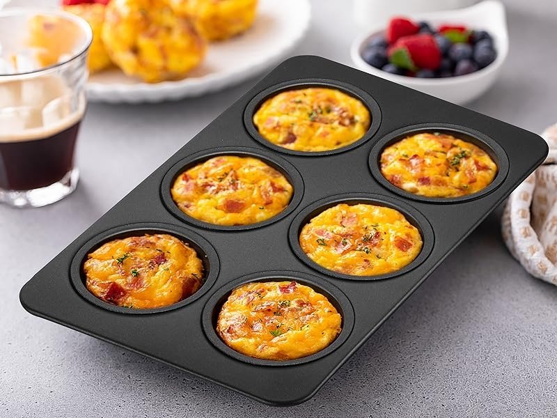 imgi_46_a41501bdd2ce0421522e5c27009d9101.jpg 6-Cup Muffin Pan – Non-Stick Carbon Steel Cupcake Baking Tray | Heavy Duty Standard Bakeware for Muffins, Cakes, Mini Pies & More - Image 1